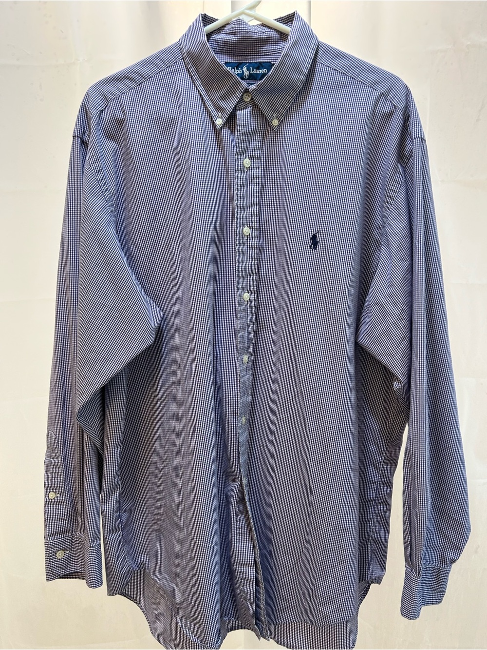 Vintage Ralph Lauren Yarmouth Purple Gingham Shirt Mens 17-35 Pony Button Down